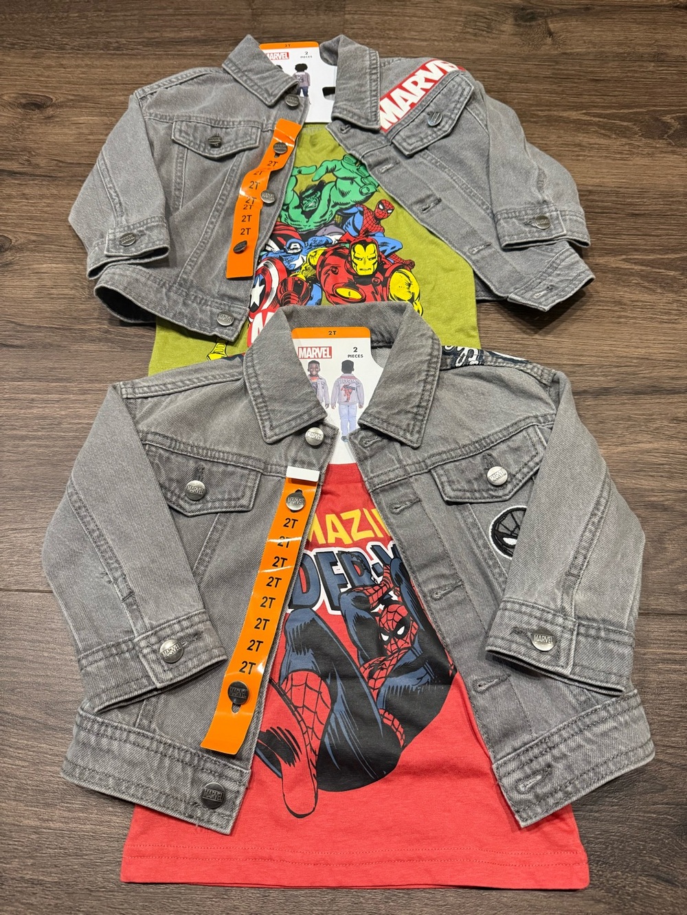 Bundle of Marvel Spider-Man Character Kids' Denim Jacket and T-Shirt Set size 2T